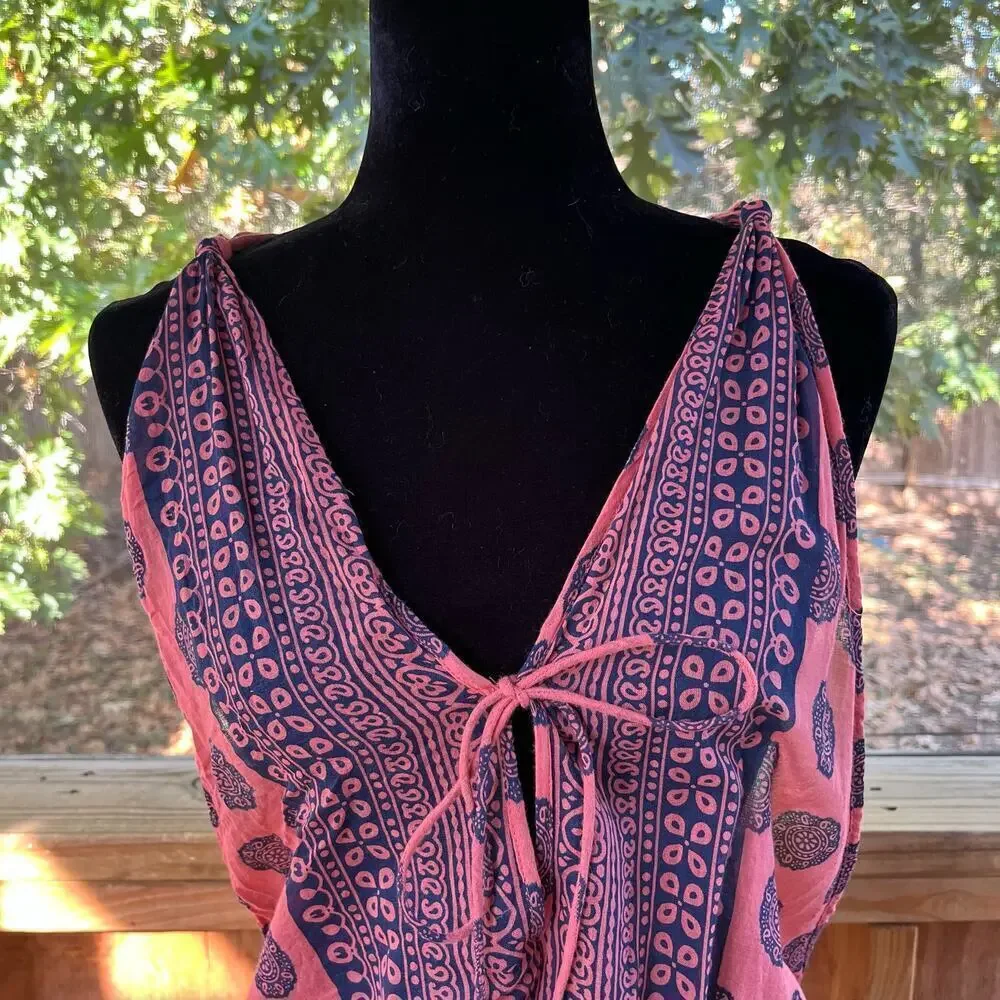 Free People Intimately Soul Of The Sun Bodysuit Pink And Blue Size S